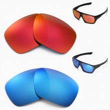 Walleva Two Pairs Polarized Lenses For Oakley Dispatch(OO9090 Series) Sunglasses - Fire Red + Ice Blue